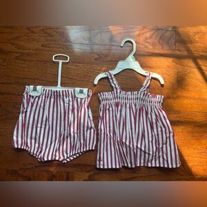 NWT Ralph Lauren Red & White Striped Tank Top and Shorts Set